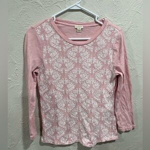J. Crew Pink top with lace detail size medium